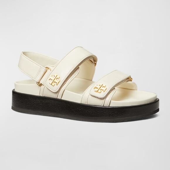 Tory Burch Cream and Black Sandals - Picture 1 of 12